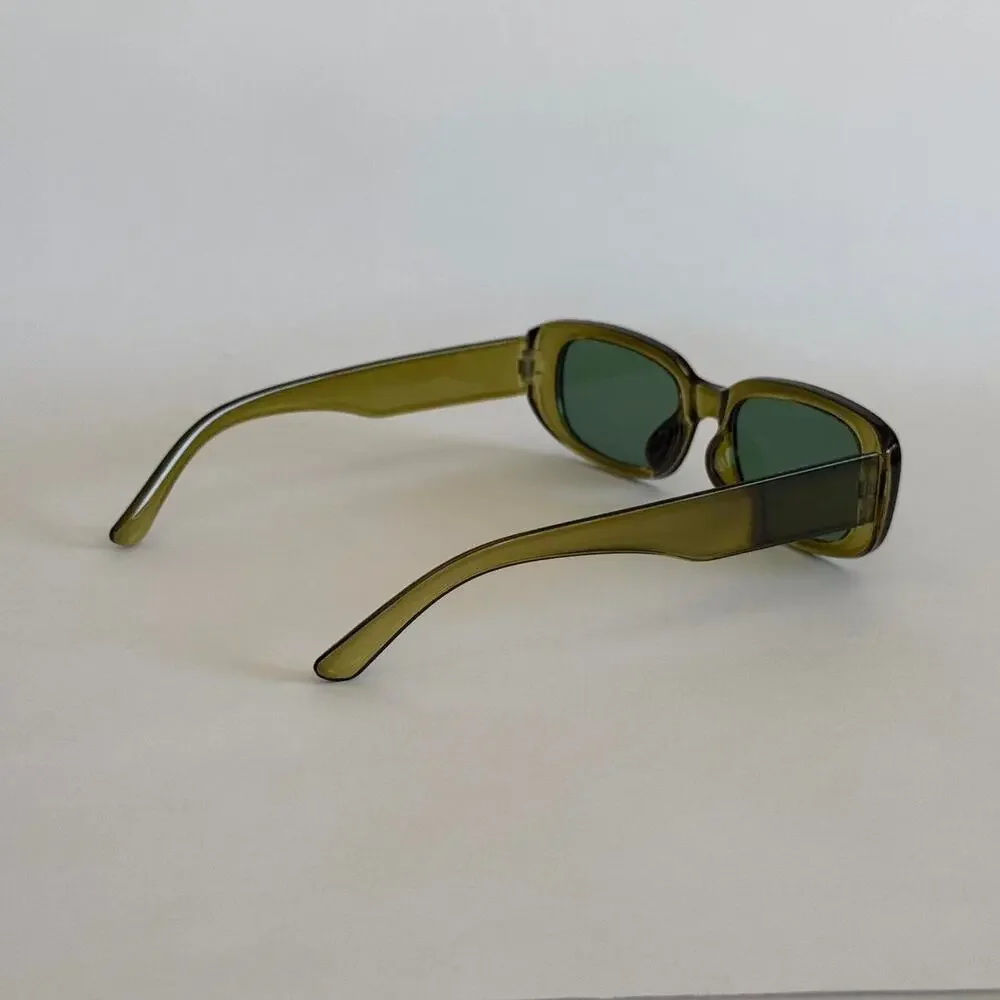 Y2K Green Clout Goggles Rounded Square Sunglasses Unisex Retro UVA UVB